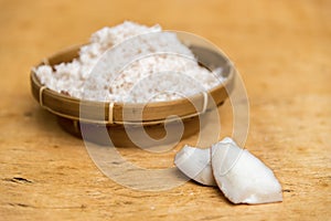 Coconut pulp grated and in whole