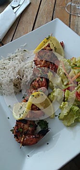Coconut rice with shrimp kebabs very delicious Ã°Å¸Ëâ¹