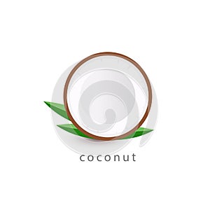 Coconut simple icon. Vegan logo template. Minimalism style vector illustration on white background.