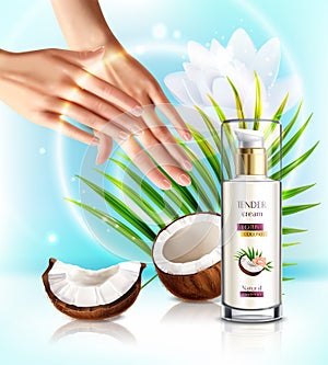 Coconut Skincare Realistic Composition