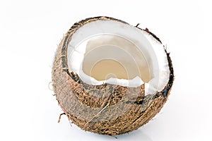 coconut slice isolated on the white background.