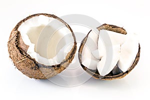 coconut slice isolated on the white background.