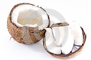 coconut slice isolated on the white background.