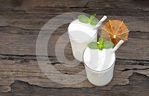 Coconut smoothies white fruit juice milkshake blend beverage healthy.