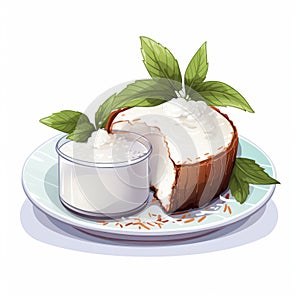 Coconut Souffle: Flat Illustration With Creamy Delight
