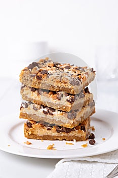 Coconut square bar with butterscotch and chocolate chips