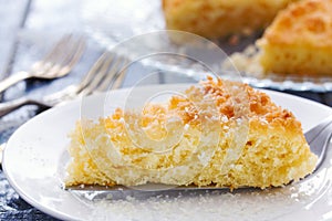 Coconut tart on dish