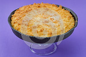 Coconut tart in dish