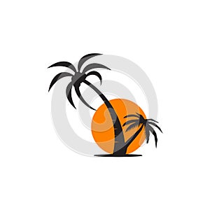 Coconut tree icon logo design vector template