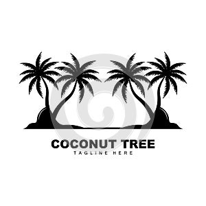 Coconut Tree Logo, Ocean Tree Vector, Design For Templates, Product Branding, Beach Tourism Object Logo