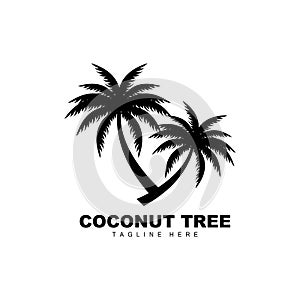 Coconut Tree Logo, Ocean Tree Vector, Design For Templates, Product Branding, Beach Tourism Object Logo