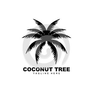 Coconut Tree Logo, Ocean Tree Vector, Design For Templates, Product Branding, Beach Tourism Object Logo