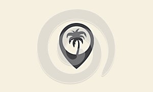 Coconut tree with map pin location logo symbol icon vector graphic design illustration