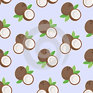 Coconut vector flat seamless pattern