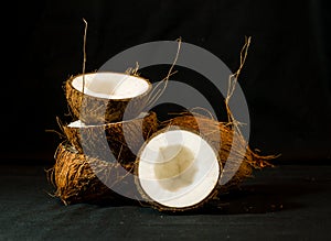 Coconuts, naturally burlap and fresh from the tree photo