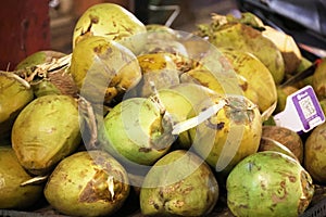 Coconuts on Sale at Night Time on Streets of Colaba, Mumbai, Maharashtra, India