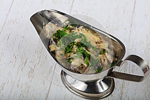 Cocotte julienne with mushroom
