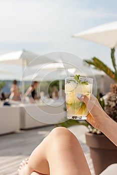 Coctail glass in beach club