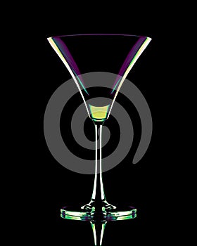 Coctail glass in neon colors