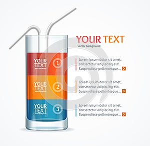 Coctail Glass Text Menu. Vector