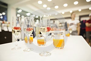 Coctail glasses on white table