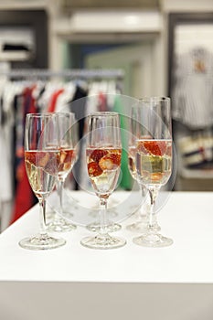 Coctail glasses on white table