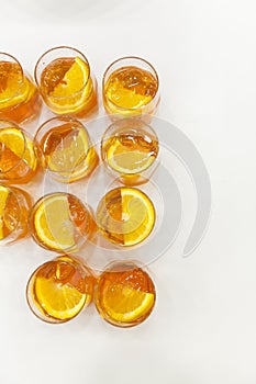 Coctail glasses on white table
