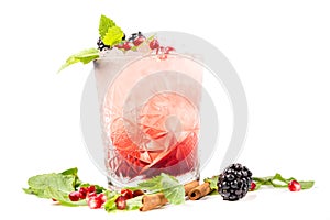 Coctail with ice, berrys and mint