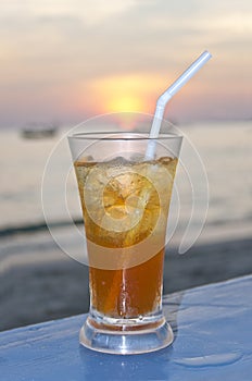 Coctail on sunset beach in Asia