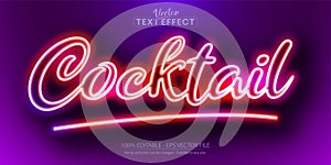 Coctail text, neon style editable text effect