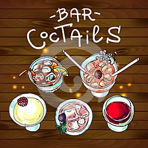 Coctails bar top view
