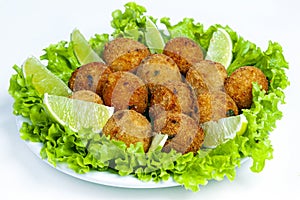 cod dumpling, salt cod fritters, bunuelos de bacalao. Brazilian snack \