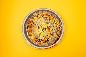 cod fish with corn bread, spinach and beans on dish