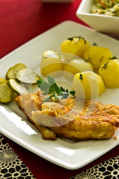 Cod fish fillet with potatoes