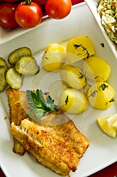 Cod fish fillet with potatoes