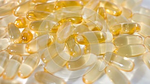 Cod fish oil organic gel capsule dolly-shot