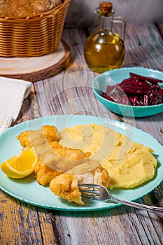 Cod fish with a potato garlic mash - Bakaliaros Skordalia