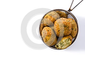 Cod fritters isolated on white background