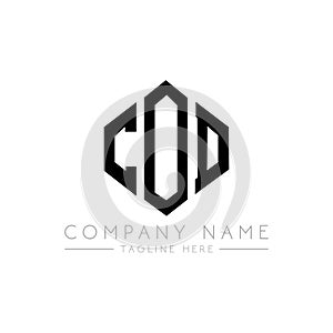 COD letter logo design with polygon shape. COD polygon and cube shape logo design. COD hexagon vector logo template white and