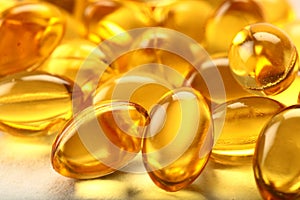 Cod liver oil capsules- on white background.