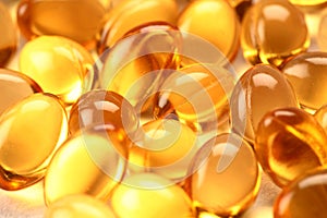 Cod liver oil capsules- on white background.