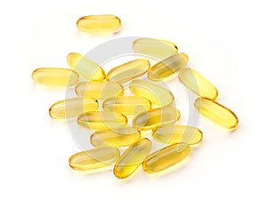 Cod liver oil omega 3 gel capsules.