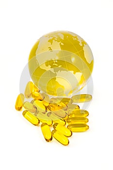 Cod Liver Oil and world globe