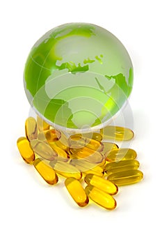 Cod Liver Oil and world globe