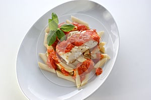 cod loins with home made tomato sauce