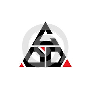 COD triangle letter logo design with triangle shape. COD triangle logo design monogram. COD triangle vector logo template with red