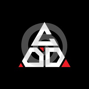 COD triangle letter logo design with triangle shape. COD triangle logo design monogram. COD triangle vector logo template with red