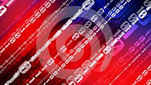 Code binary blue red cyber attack on binary background and binary numbers using machine learning and binary code for cyber
