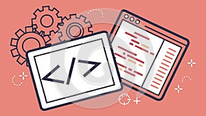 Code brackets icon, programming symbol and software design vector design Generative AI