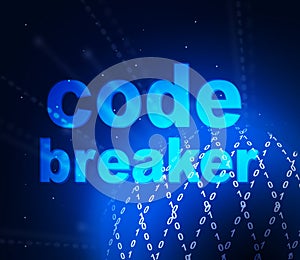 Code Breaker Digital Design Demonstrates Cryptography And Access Decoding - 3d Illustration photo